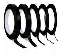 KIRZAX 5 Rouleaux de Ruban de Masquage,3/5/8/10/12 mm x 50 m Tapes - Ruban Vinyle pour Masquage de Précision, Ruban de Masquage pour la Décoration de Voitures Design Industriel Peinture(Noir)