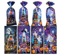 KIRZAX 50 PCS Sachets Bonbons, Boite Bonbon Halloween, Sachet de Bonbons Halloween, Sac de Friandises d'halloween,pour la Fête de Décoration d'Halloween, Truc ou Trait(12.5 x 27 cm)