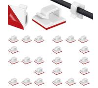 KIRZAX 50 Pièces Clips Câbles,Cable Adhesif Rangement de Câble,Organisateur de serre-câbles, Attache Câble Auto Collant,Cavalier Cable Electrique pour Gestion des câbles, Blanc