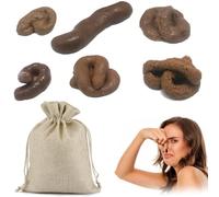 KIRZAX 6 Pièces Caca en Plastique Fausse Crotte Merde, Fausse Crotte Gluante,Farce pour Adulte, Caca Farceur, Livré avec Un Sac à Cordon, pour Le Poisson d'Avril d'halloween