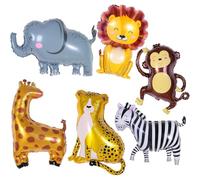 KIRZAX 6 Pièces XXL Ballons Animaux Jungle,Géant Animal Feuille D'aluminium Ballons,Thème Fête Décoration,pour Anniversaire Enfant, Mariages, Douche de Bébé- Décorations