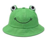 KIRZAX Bob Grenouille pour Adulte,Grenouille Mignon Coton Chapeau Grenouille Vert,Chapeau de soleil de dessin animé,Chapeau de Soleil de Plage,Chapeau de Pêcheur Pliable