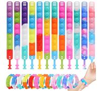 KIRZAX Bracelets Anti Stress Enfants Pop It Fidget Toys,Lot de 12 Pop Style Bracelet Réglables d'ours en Silicone Doux Jouets Sensoriels à Bulles,pour Enfants Anniversaires Cadeaux(Couleur Aléatoire)