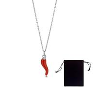 KIRZAX Collier pour homme et femme, pendentif en corne italienne 3D, chaîne en acier inoxydable 316L, porte-bonheur, amulette, bijoux porte-bonheur, cadeau pour homme et femme