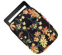 KIRZAX Coque à Broderie d'Orchidée 6-7 Pouces - compatible avec 7" Kindle Paperwhite Nouveau/Colorsoft Signature, 6" Kindle, 6.8" Paperwhite, Kobo/Tolino liseuse (Noir)