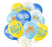 KIRZAX Décorations de Fête d'Oktoberfest, 16 Pièces Bayerisch Jaune Bleu Blanc Bayern,Oktoberfest Ballon Latex Ballons pour Fête de la Bière, Jardin, Tentes de Bière, Carnaval Décoration