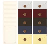 KIRZAX L'ensemble de Papeterie Vintage Papier,L'ensemble comprend 10 enveloppes en lin avec cachets de cire et 20 feuilles de papier à lettres vintage A5,Adecuado para el día de San Valentín