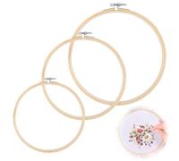 KIRZAX Lot de 3 Cerceaux de Broderie,Cercles à Broder en Bambou, Cercle à Broder Rond Réglable, 10cm, 15cm, 17cm,Sans bavure,Lisse et Léger, pour DIY, Artisanat, Broderie Décoration