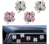 KIRZAX Lot de 4 clips pour désodorisant voiture en forme de trèfle à quatre feuilles, accessoires de décoration intérieure pour voiture, accessoires de décoration intérieure pour femmes