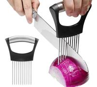 KIRZAX Porte-tranche d'oignon en acier inoxydable,Avec housse de protection,Alimentaire Tranche Assistant,Coupe Citron, Coupe-Légumes, pour pommes de terre, viande, oignons, légumes
