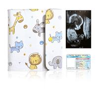 KIRZAX Protège Carnet de Santé, Pochette Carnet de Santé Bébé en Tissu de Qualité, Doux Sans Odeur, Rangement 30 A4/20 A5 Échographies & Vaccins, Poche Gratuite pour Cartes/Photos