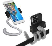 KIRZAX Support Téléphone pour Poussette, Support de Téléphone Portable avec Bras Flexible Antidérapant, Accessoires de Poussette pour Tapis de Course, Vélo de Course, Chariot de Courses (Gris)