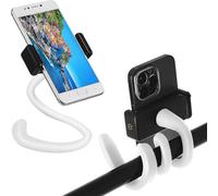 KIRZAX Support Téléphone pour Poussette, Support de Téléphone Portable avec Bras Flexible Antidérapant, Accessoires de Poussette pour Tapis de Course, Vélo de Course, Chariot de Courses (Blanc)