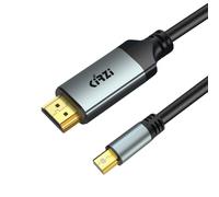 Kirzi Câble actif Mini Dp/DisplayPort vers HDMI 4K 60 Hz - Coque en aluminium - Câble UHD Thunderbolt vers HDMI - Compatible avec MacBook Air/Pro, Surface Pro, iMac Series, XPS - 0,9 m