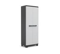 Keter Armoire de rangement LINEAR - Noir/Gris - 68×39×173 cm - 3 étagères réglables - Cadenassable