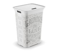 KIS Coffre à linge Laundry de Luxe Chic Style - 60 l - Gris et blanc