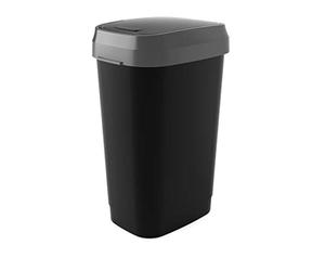 Kis Dual Swing Bin L - Poubelle Basculante pour Sac de 50 l, Double Option d'ouverture - 30,5 x 42 x 60 H Noir