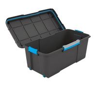 Malle de rangement 80 L Keter bleu et noir avec couvercle