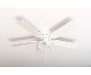 Kisa Deluxe Ceiling Fan 105 cm White Blade White / Maple Including Lighting and Pull Switch