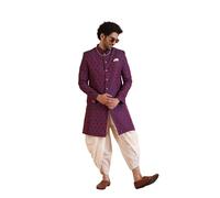 KISAH Ensemble Sherwani pour homme - Vêtements ethniques indiens traditionnels pour hommes - Idéal pour les mariages, les festivals et les célébrations, violet, 44
