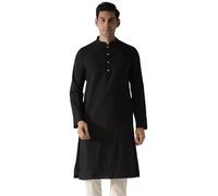KISAH Kurta - Vêtements ethniques indiens traditionnels pour hommes - Idéal pour les mariages, festivals et célébrations, noire de nuit, 38-39