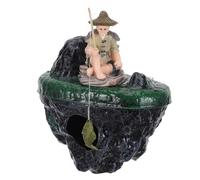 Kisangel 1 Ensemble de décoration d'aquarium sur Le thème de la pêche, Comprenant Une île, Un abri pour Poissons et crevettes, et Un Distributeur de Nourriture Amusant pour guppys, bettas et