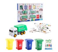 Kisangel 1 Ensemble Éducatif Camion Poubelle pour Garçon Fille avec Cartes de des Déchets Développement Cognitif et Conscience Environnementale Apprentissage Anglais et