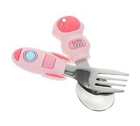 Kisangel 1 Ensemble Ensemble de cuillère de fourche d'entraînement enfants cuillères pour soi garçon ustensiles pour bébé ustensiles pour tout-petits Acier inoxydable rose