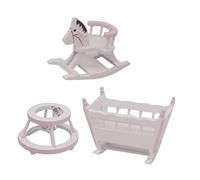 Kisangel 1 Ensemble Miniature Wooden Dollhouse Furniture with Cradle Rocking Horse and Walker for Room Decoration