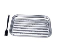 Kisangel 1 Ensemble Plateau de Barbecue Acier Inoxydable avec Design de Plateau et Brosse Silicone pour Camping et Activités Extérieures pour Cuisine Plein Air