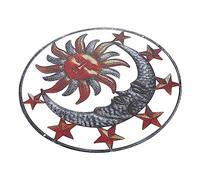 Kisangel 1 Pc Fer soleil lune soleil art mural Piscine décor de lune carillons vent decoration mural décoration mural wall decoration pool suspension murale artisanat d'art en fer Brown