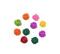 Kisangel 10pièces Boules Rotin Naturel pour Perroquets Et Oiseaux Petits Jouets à Mâcher Durables pour Cages Stimulation Mentale Et Dentaire Assortiment Couleurs Aléatoires