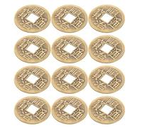 Kisangel 12 Pièces de Pièces de Monnaie Chinoises en Laiton Vintage pour Voiture, Outils de Divination Feng Shui, Facile à Installer, Attirant Richesse et Fortune, Accessoire Traditionnel