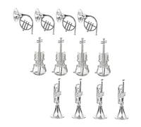 Kisangel 12 pièces Miniature Instruments de Musique Décorations Suspendues pour Sapin de Noël Ornements Argenté Violin Trompette Modèle pour Guirlande DIY