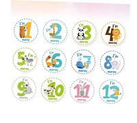 Kisangel 12pièces Autocollants De Mois Pour Garçon Fille Motifs Animaux De Dessin Décor Pour Photo De Nourrisson