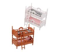 Kisangel 2 Ensembles Lit Superposé Miniature pour Maison de Poupée Mobilier de Chambre Réaliste Accessoires de Jeu de Rôle pour Garçon Fille Décor de Chambre à Coucher