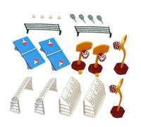 Kisangel 2 Ensembles Miniature Doll House Sports Equipment Set Mini Table Tennis and Basketball Hoop Models Detailed Dollhouse Sports Decoration for Miniature Houses