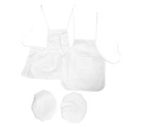 Kisangel 2 Ensembles Set de Tabliers Garçon Fille et Toques Blanches Costume Chef Garçon Fille Mois Confortable pour Fêtes Photographie et Jeux de Cuisine