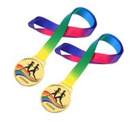Kisangel 2 Médailles de Récompense en Alliage de Zinc Doré pour Marathon et Compétition, Légères et Portables avec Ruban à Porter Autour du Cou, Lot de 2 Pièces