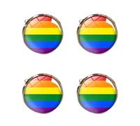 Kisangel 2 paires de boutons de manchette arc-en-ciel : boutons de manchette ronds à thème LGBT pour costumes homme et femme - Petits de pour célébrer le mois des fiertés, les fêtes