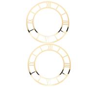 Kisangel 2 Pièces Autocollants Muraux Horloge Circulaire 20 Cm en Acrylique Miroir Effet Doré Clair, Chiffres Romains Décoratifs, Autocollants Décoratifs pour Salon et Décoration Murale