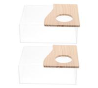 Kisangel 2 pièces Bac Transparent en Acrylique pour Petits Animaux Bac de Bain Multifonctionnel pour Hamster Chinchilla et Rongeurs Facile à Nettoyer et Accessoire Pratique pour Cage