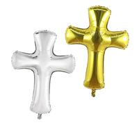 Kisangel 2 Pièces Ballons Croisés Aluminium pour Baptême et Fête Lot de Doré Argenté Décorations Élégantes pour Mariage et Shower pour Photographies et Événements Festifs