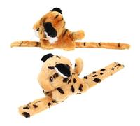 Kisangel 2 Pièces Bracelet de d'animaux bracelets de claquement d'animaux en peluche bande de claque jouets peluche bracelets à moelleux bracelet animal coton pp Jaune