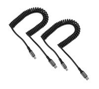 Kisangel 2 pièces Câble Usb-c à Usb-c Charge Rapide avec Ressort pour Synchronisation Données Voiture Compatible Multi-appareils Compact et Rétractable Lot