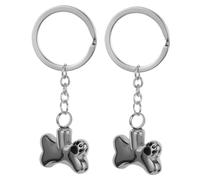 Kisangel 2 Pièces Cremation Keychains for Pets Durable Titanium Steel Dog Bone Pendant Ashes Holder with Perfume Bottle Portable Memorial Keepsake