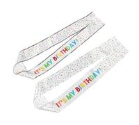 Kisangel 2 Pièces Écharpe D'anniversaire pour Femmes, Bretelles D'anniversaire en Satin Blanc, 31,4 et 32,2, Ajustable, Légère, pour Fête D'anniversaire, Adultes et Garçon et Filles