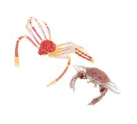 Kisangel 2 Pièces Figurines Crabe Imitation Colorées Éducatif Garçon Fille PVC Sécurisé Décoration Océan pour Apprentissage Précoce