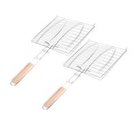 Kisangel 2 pièces Grill Basket Rack avec Poignée Pratique pour Poisson Viande et Légumes Accessoires Barbecue pour Camping et Pique-