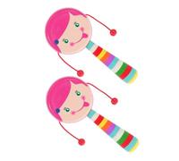 Kisangel 2 pièces Jouets Bois pour Garçon Fille Hochets à Secouer avec Motifs Cartoon Développement Sensoriel et Coordination Main-œil Surface Lisse et Matériaux Sûrs Jouets Interactifs